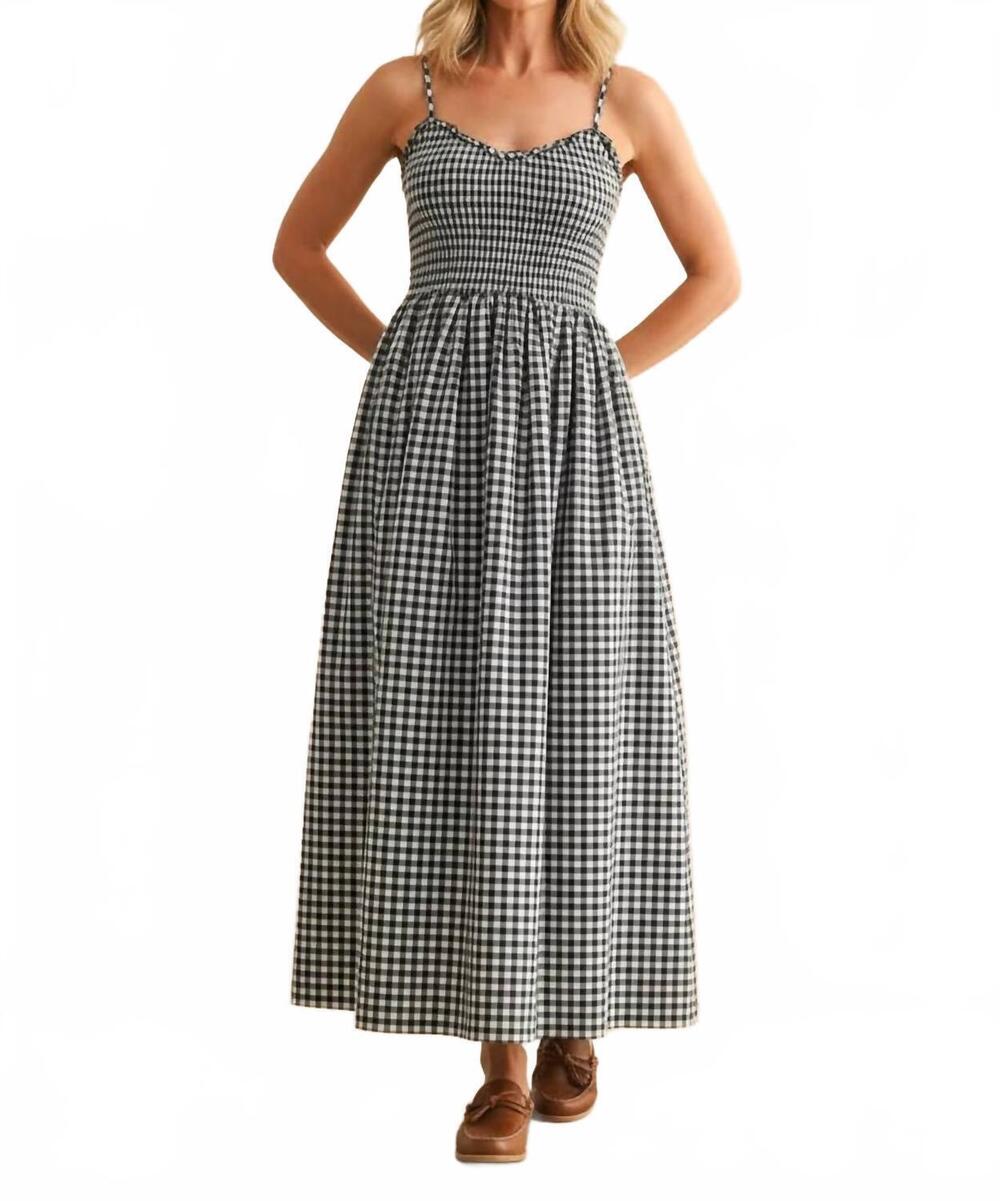 NEW KLD. SIGNATURE check mate midi dress in black and white